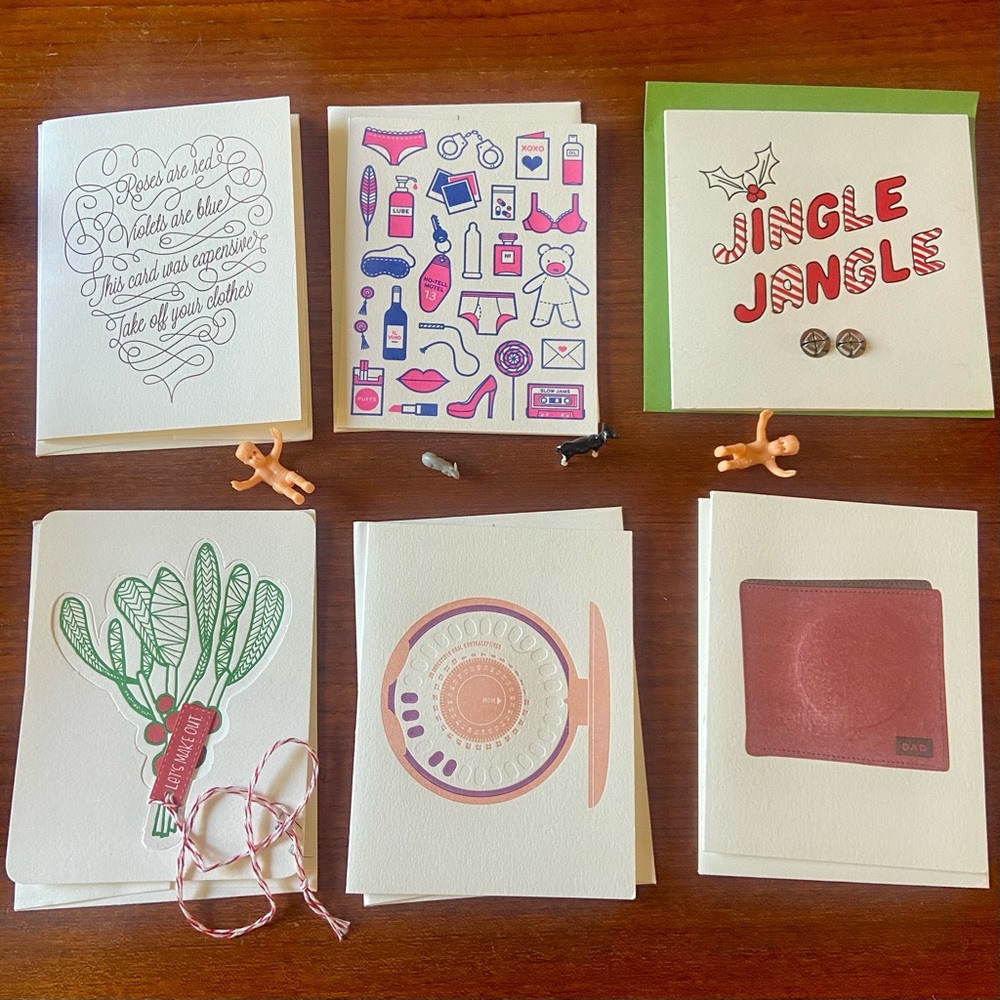 6 Cheeky and ‘inappropriate’ letterpressed holiday card Lot.